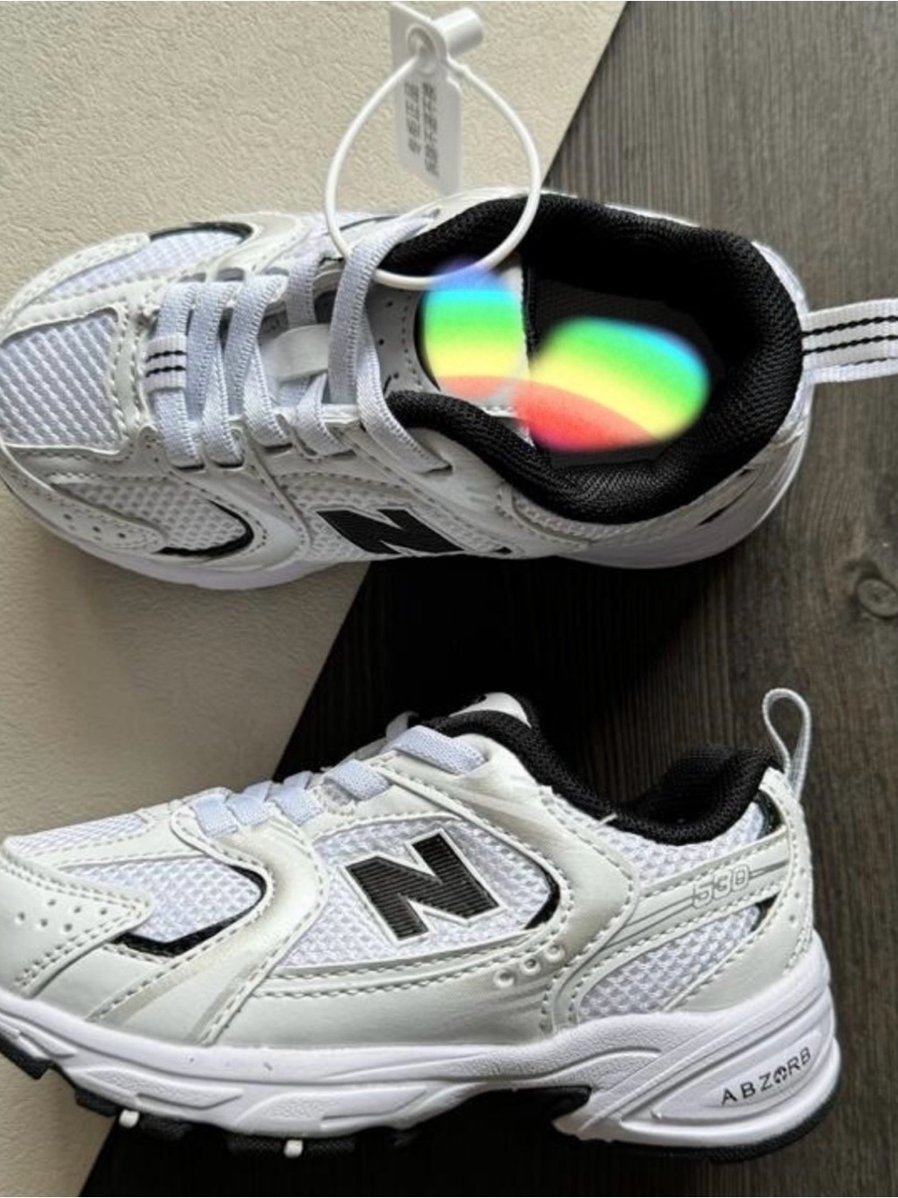 New Balance White and Black Kids' Sneakers